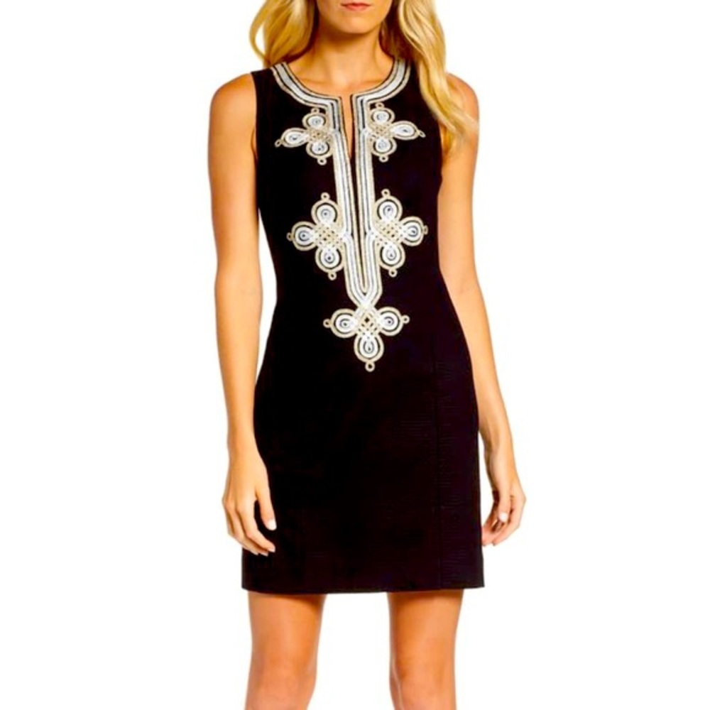Lily Pulitzer Mila Shift Black with Metallic Trim